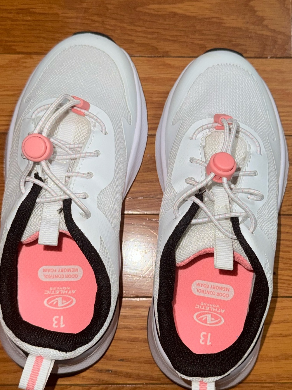 Athletic Works White and Coral Kids Sneakers